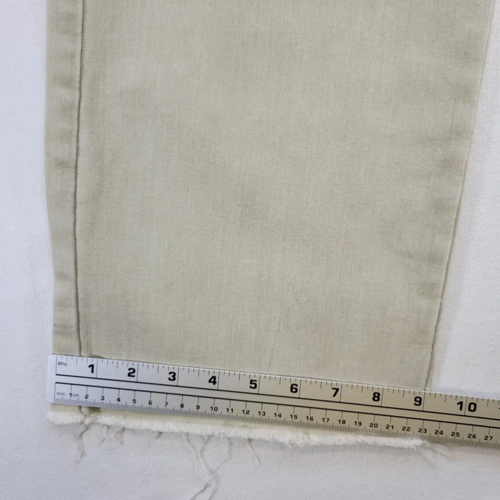 OAT New York‎ Cargo Jeans Womens 4/27 Green Wide Leg Raw Hem High Rise Utility